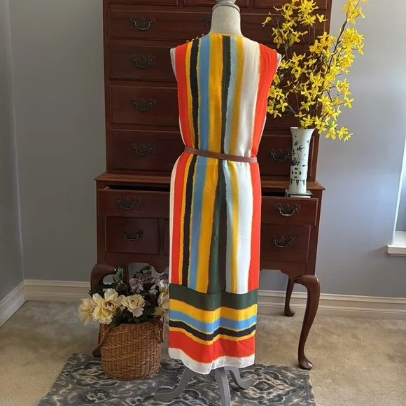 Tory Burch Colourful Striped Sleeveless Bettina Dress Size 12 - Picture 5 of 16